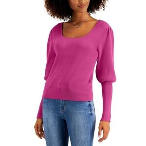 Willow Drive Puff-Sleeve Sweater Pink S